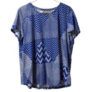 Chico's Women Short Sleeve T Shirt Size 3 Geometric Cotton Casual Comfort Preppy